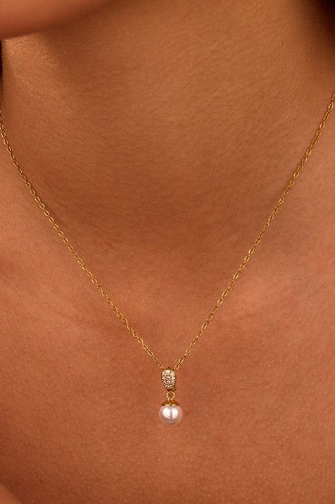 Crystal-accented Pearl Drop Necklace