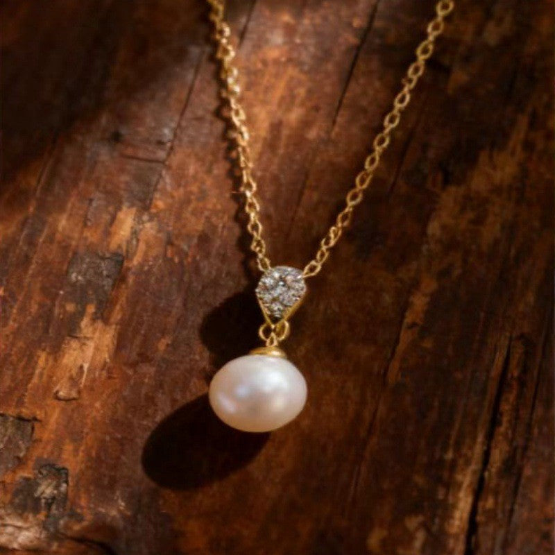 Crystal-accented Pearl Drop Necklace