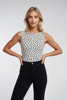 B/W Polka Dot Sleeveless Top-Market Grey Boutique