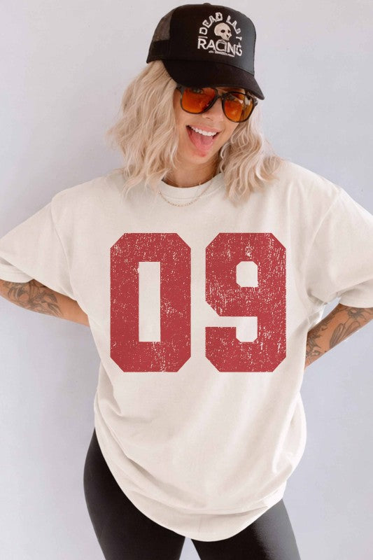 Number 09 Oversized Graphic Tee-Market Grey Boutique