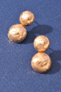 Hammered Metal Double Ball Drop Earrings