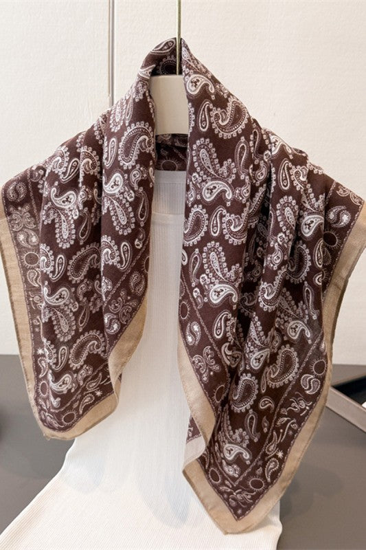 Brown Paisley Square Scarf-Market Grey Boutique