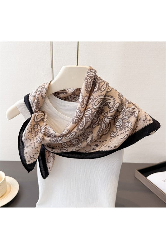 Beige Paisley Square Scarf-Market Grey Boutique