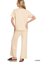 Light Beige Sweater Tee & Pants Set-Market Grey Boutique