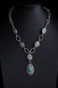 Turquoise/Silver Tone Western Cowboy Necklace