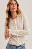 Ivory Floral Contrast Fitted Cardigan-Market Grey Boutique