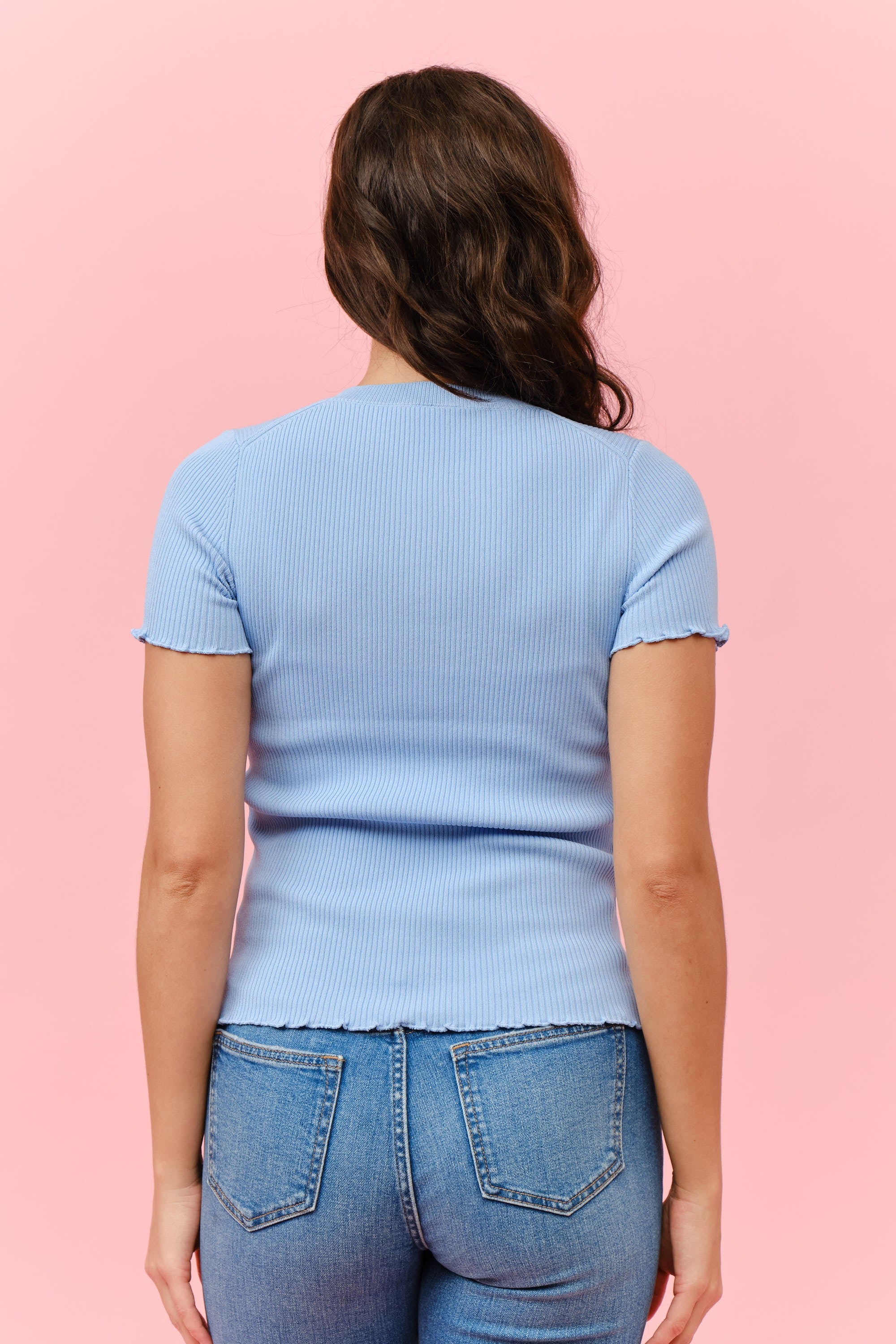 Blue Crew Neck Stripe Shell Shirt-Market Grey Boutique