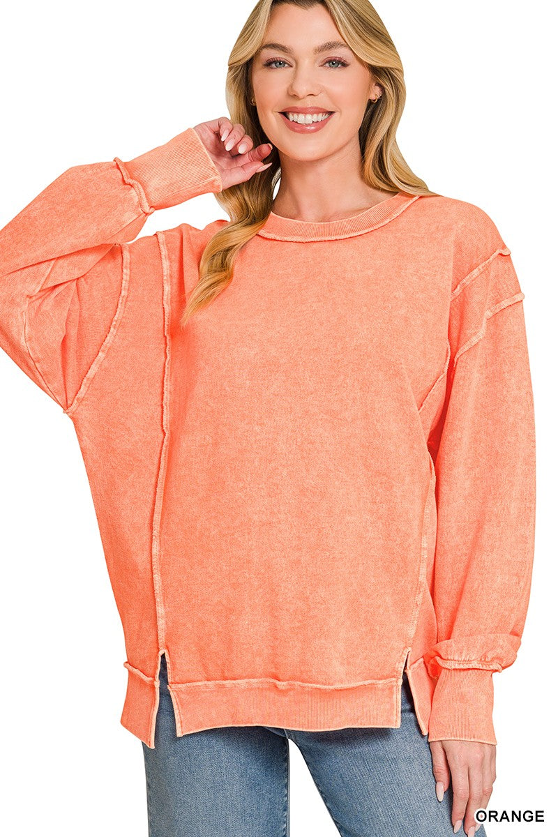 RESTOCK! Orange Halo Washed Exposed-Seam Sweatshirt