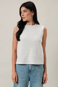 Diagonal Panel Stripe Sleeveless Top