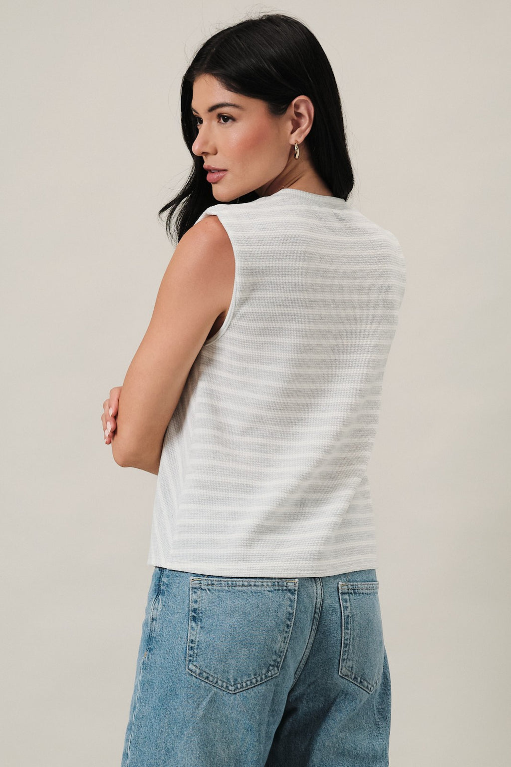 Diagonal Panel Stripe Sleeveless Top