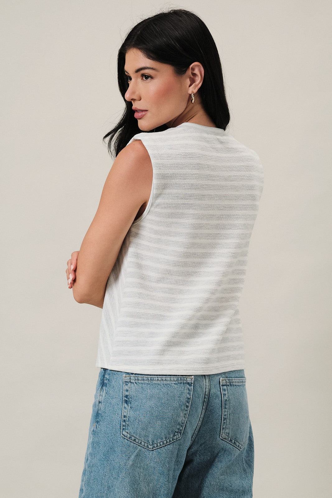 Diagonal Panel Stripe Sleeveless Top