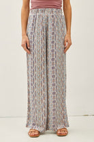 Boho Printed Smocked Waist Pant-Market Grey Boutique