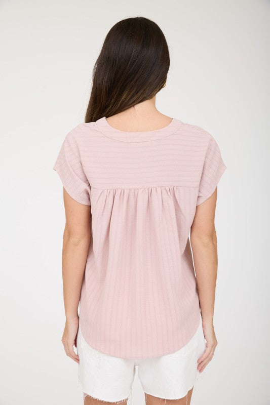 Plus Mauve SS Button Down Blouse