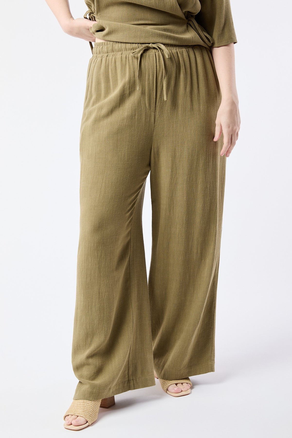 Green Linen Casual Pants-Market Grey Boutique