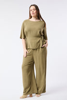 Green Linen Casual Pants-Market Grey Boutique
