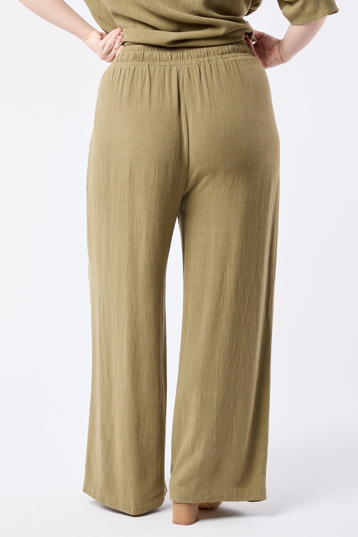 Green Linen Casual Pants-Market Grey Boutique