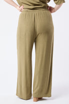 Green Linen Casual Pants-Market Grey Boutique