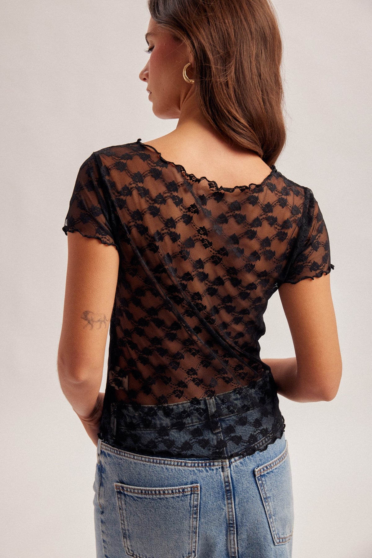 Black Sweetheart Sheer Back Top-Market Grey Boutique