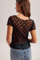 Black Sweetheart Sheer Back Top-Market Grey Boutique