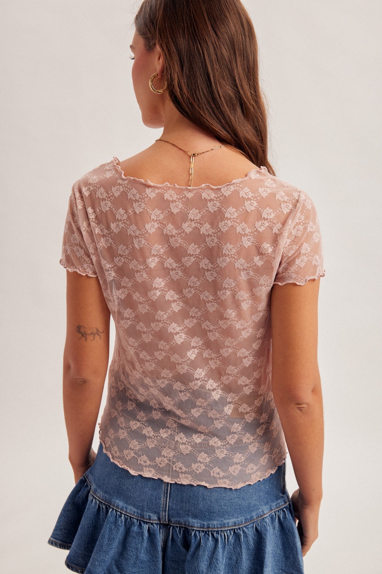 Dusty Lilac Sweetheart Sheer Back Top-Market Grey Boutique