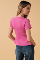 Pink Peplum SS Top-Market Grey Boutique