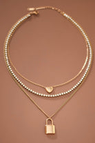 CZ Accent Layered Lock Necklace-Market Grey Boutique