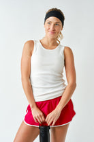 White Micro-ribbed Built-in Bra Tank-Market Grey Boutique