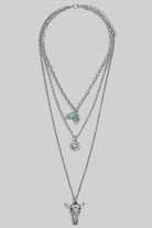 Silver Bull Skull Layered Necklace-Market Grey Boutique