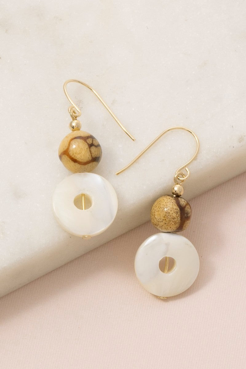 Stone Bead Drop Earrings-Market Grey Boutique