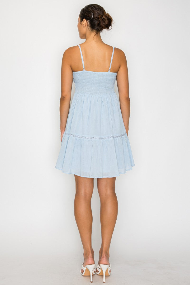 Blue Skies Tiered Mini Dress-Market Grey Boutique