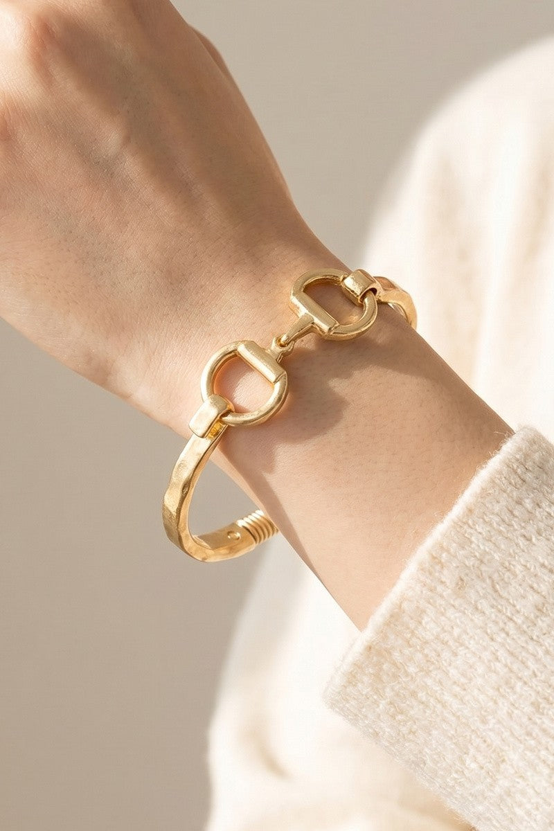 Gold Equestrian Bit Hinge Bangle-Market Grey Boutique