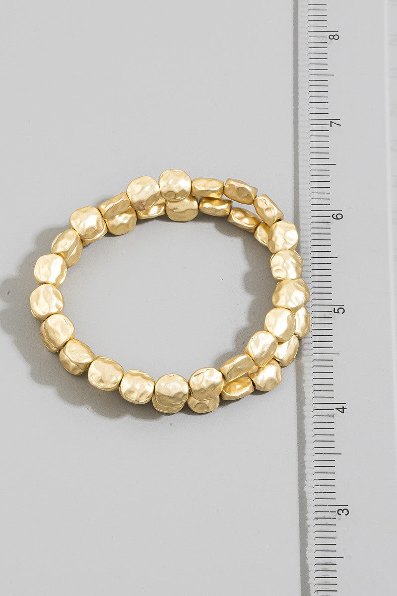 Gold Hammered Bracelet Set