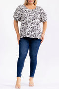 Curvy B/W Floral Blouse
