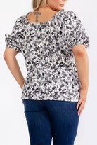 Curvy B/W Floral Blouse-Market Grey Boutique