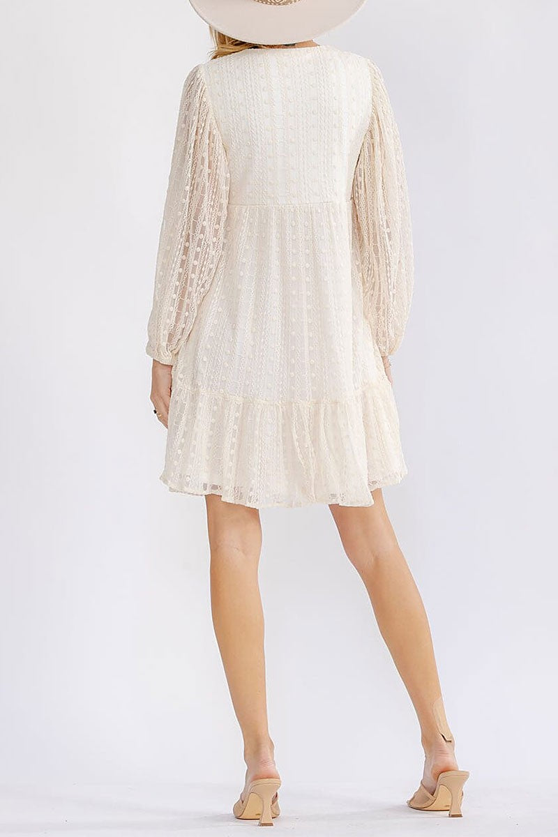Ivory Lace Mini Dress-Market Grey Boutique