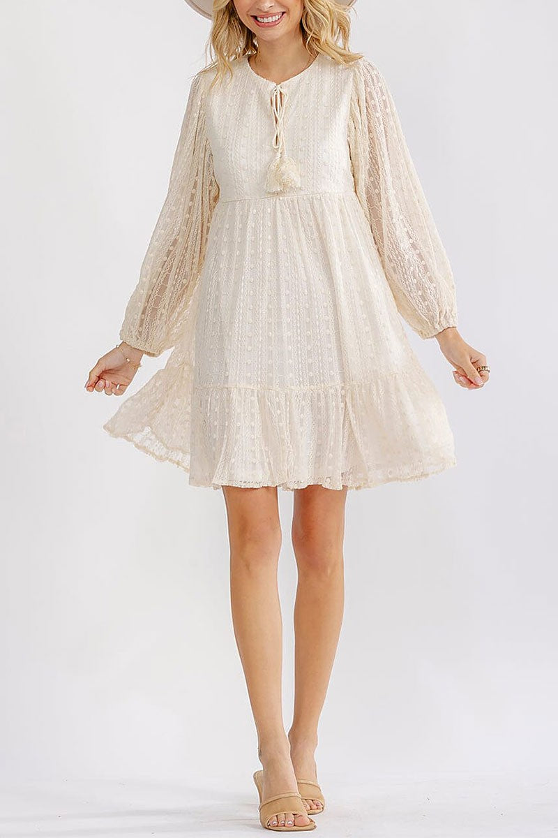 Ivory Lace Mini Dress-Market Grey Boutique