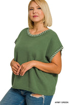 Curvy Sleeveless Stitch Detail Sweater-Market Grey Boutique
