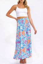 Blue Floral Tiered Maxi Skirt-Market Grey Boutique