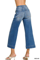 Zenana Cropped Wide Leg Denim Pants-Market Grey Boutique