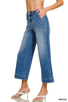 Zenana Cropped Wide Leg Denim Pants-Market Grey Boutique