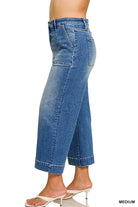 Zenana Cropped Wide Leg Denim Pants-Market Grey Boutique