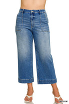 Zenana Cropped Wide Leg Denim Pants-Market Grey Boutique