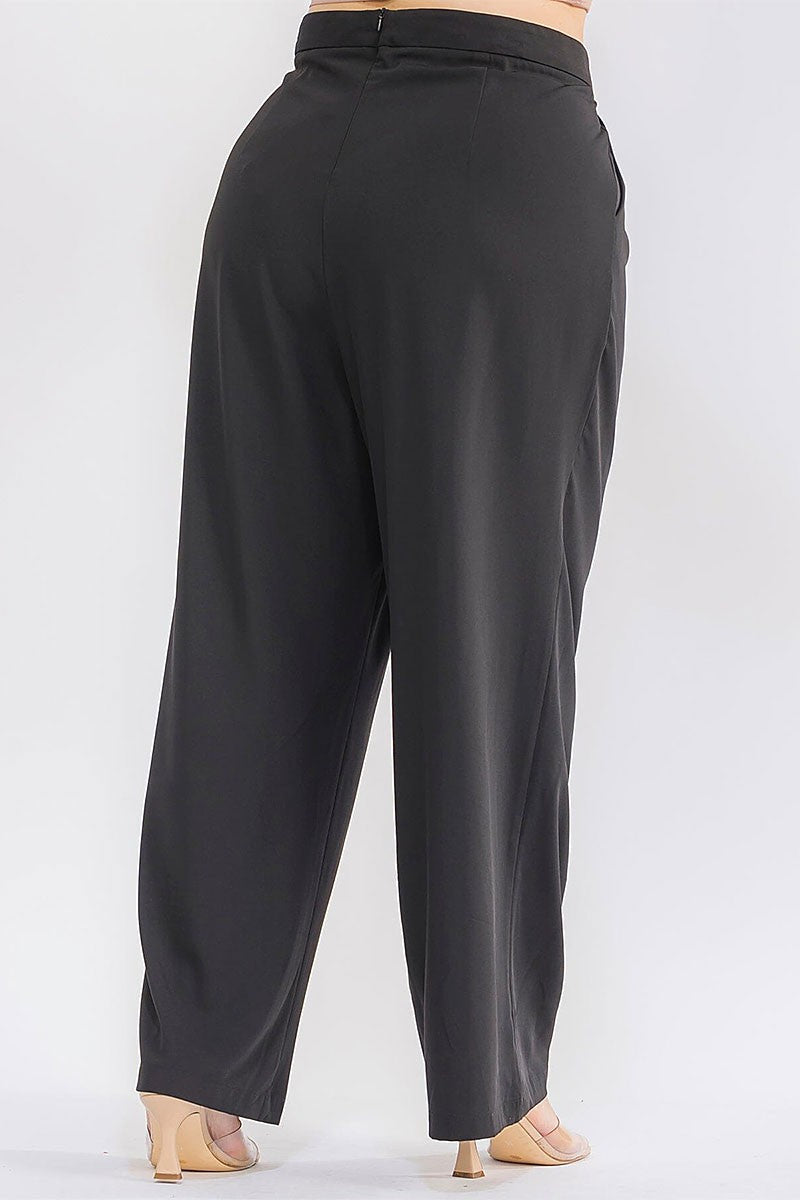 Curvy Wide Leg Dress Pants-Market Grey Boutique