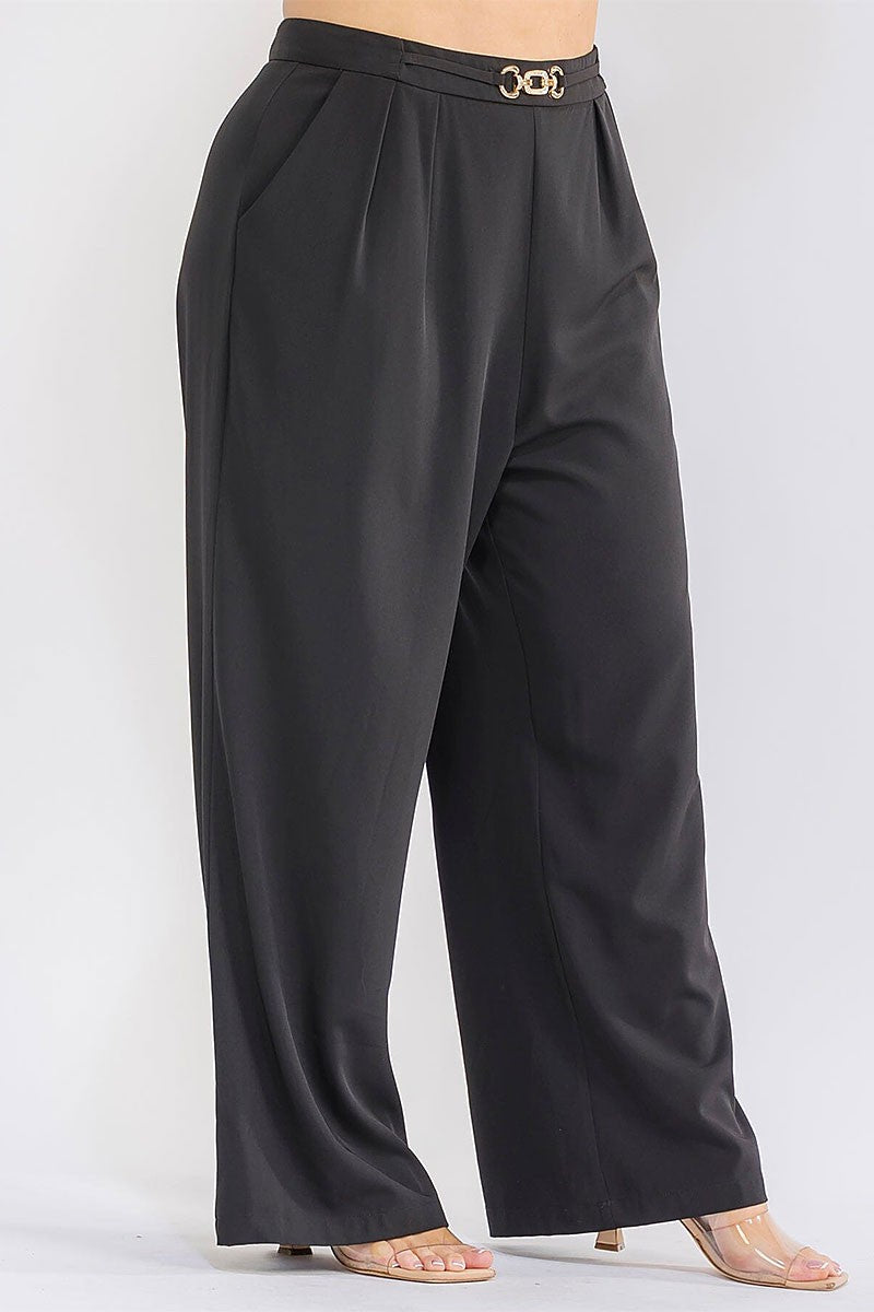 Curvy Wide Leg Dress Pants-Market Grey Boutique