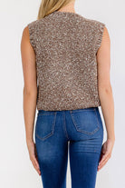 Brown Sleeveless Button Up Sweater Vest-Market Grey Boutique
