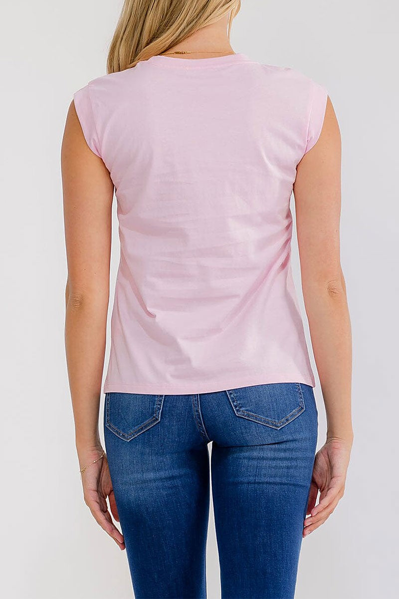 Pink Sleeveless Studded Sparkles Top-Market Grey Boutique