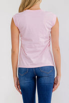 Pink Sleeveless Studded Sparkles Top-Market Grey Boutique