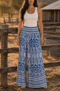 Blue Multi Print Palazzo Pants