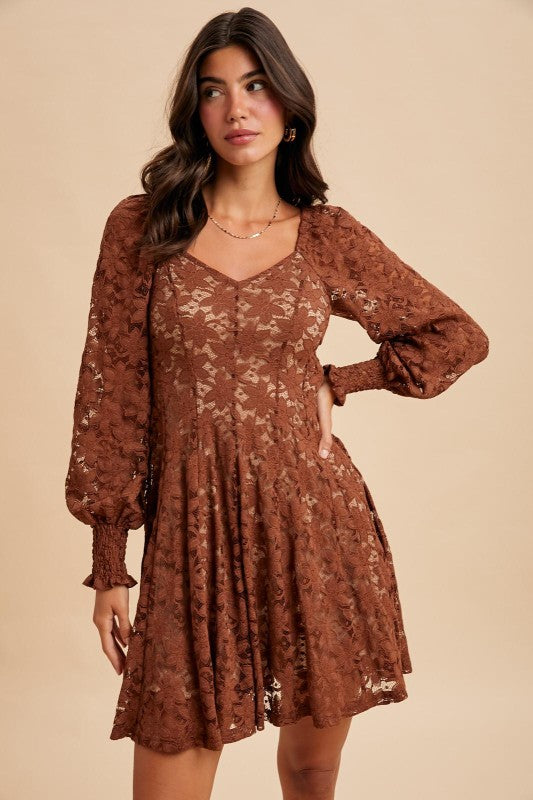 Autumn Dreams Lace Mini Dress