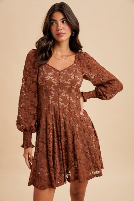 Autumn Dreams Lace Mini Dress